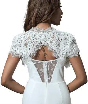 Unicra Bride Wedding Lace Bolero Jackets for Women Short Sleeves Party Evening Dress Shrug Top