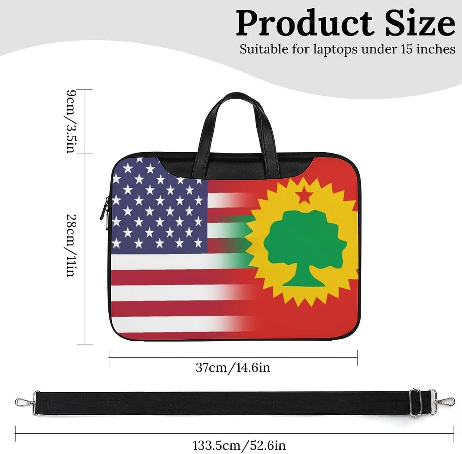 U.S.A Oromo Liberation Front Flag Leather Bag Laptop Case Slim Water Resistant Computer Bags with Handle Briefcase for Work