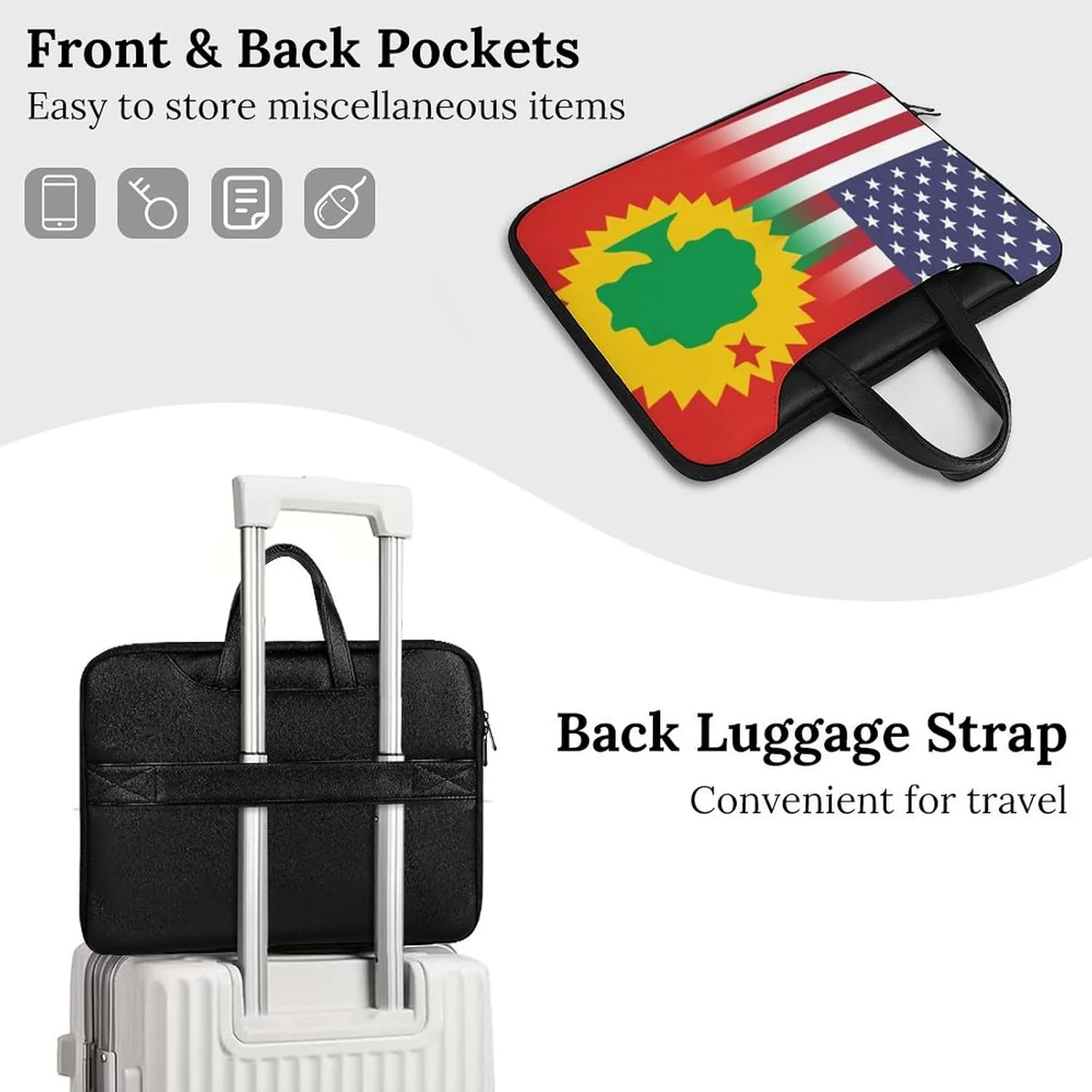U.S.A Oromo Liberation Front Flag Leather Bag Laptop Case Slim Water Resistant Computer Bags with Handle Briefcase for Work
