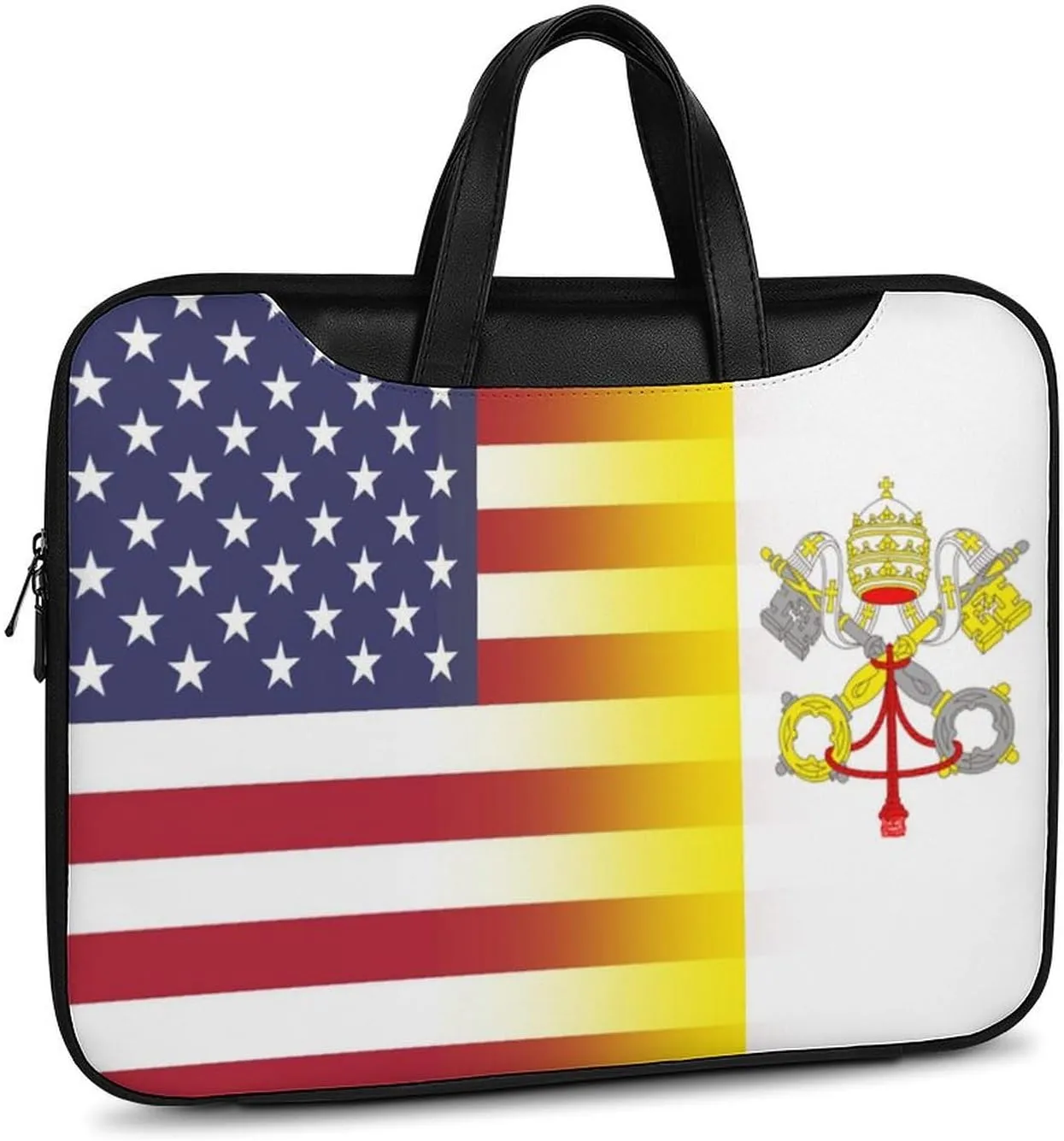 U.S.A Vatican Flag Leather Bag Laptop Case Slim Water Resistant Computer Bags with Handle Briefcase for Work