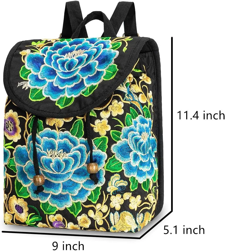 Vintage Embroidered Women Backpacks Boho Backpack Purse Ethnic Travel Shoulder Bag for Women