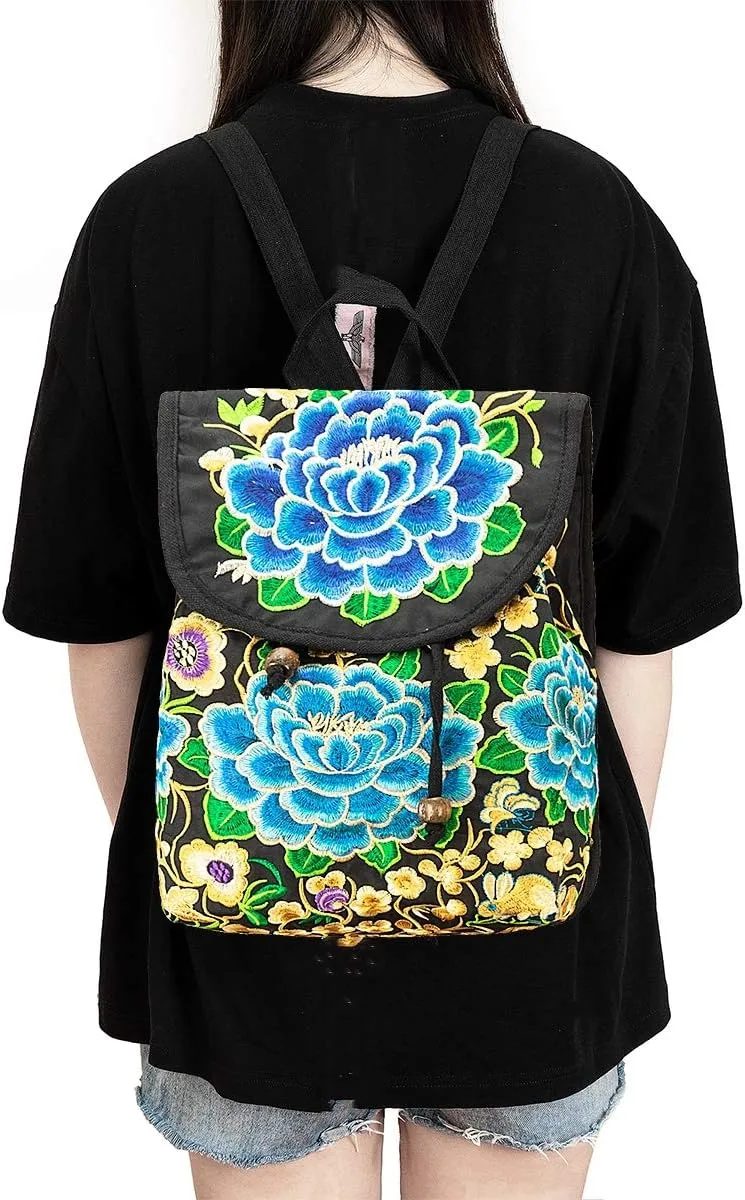 Vintage Embroidered Women Backpacks Boho Backpack Purse Ethnic Travel Shoulder Bag for Women