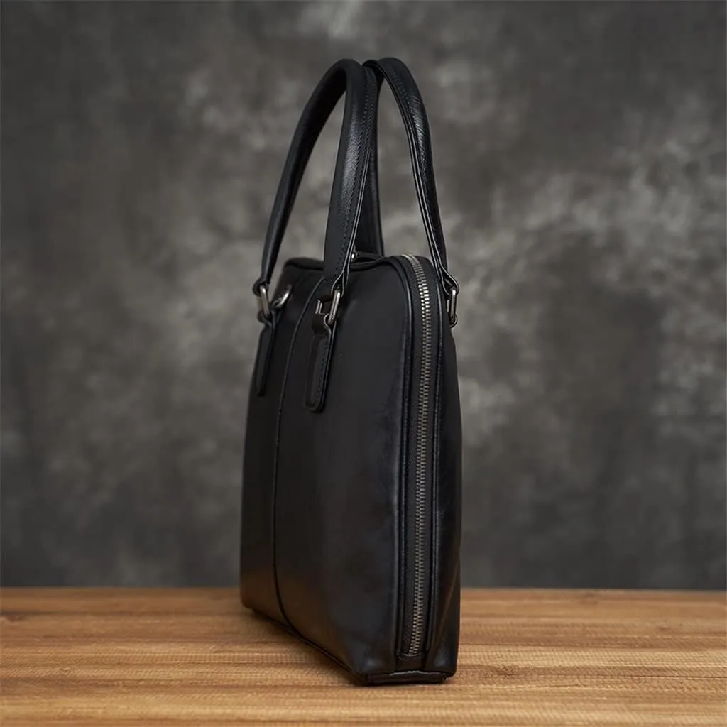 Vintage Man Handbag Briefcase Men Shoulder Bags Coffe Business 14 Inch Laptop Bag