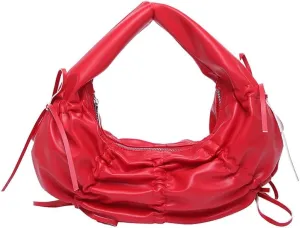 Vintage Shoulder Bag for Women Tote Handbag Crescent Bag Pleated Bow Satchel Purse Casual Underarm Bag Work Bag 2025