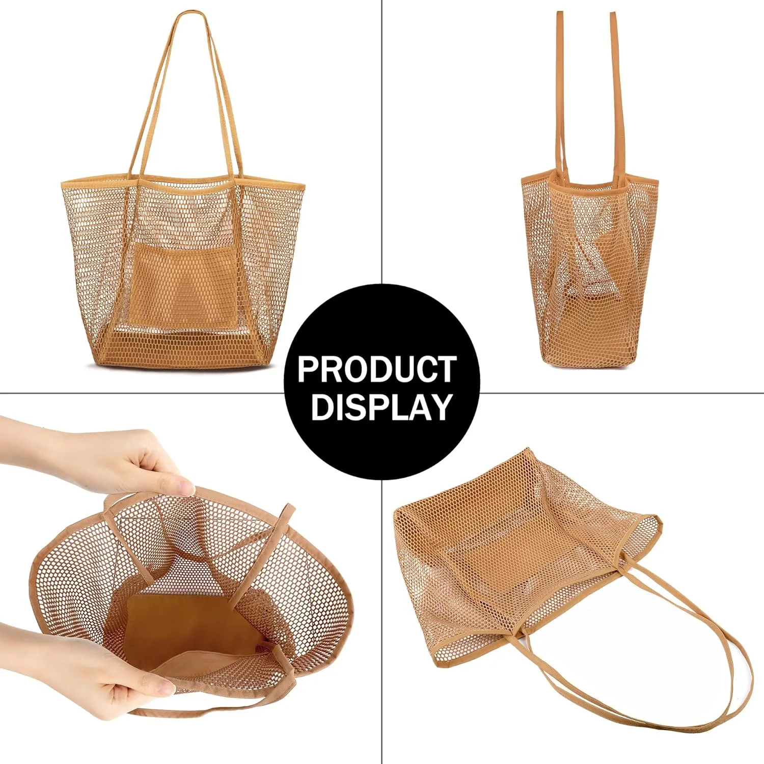 VOROLO Mesh Tote Beach Bag,Women Fairycore Hobo Bag,Shoulder Bag,Soft Summer Casual Crochet Bags