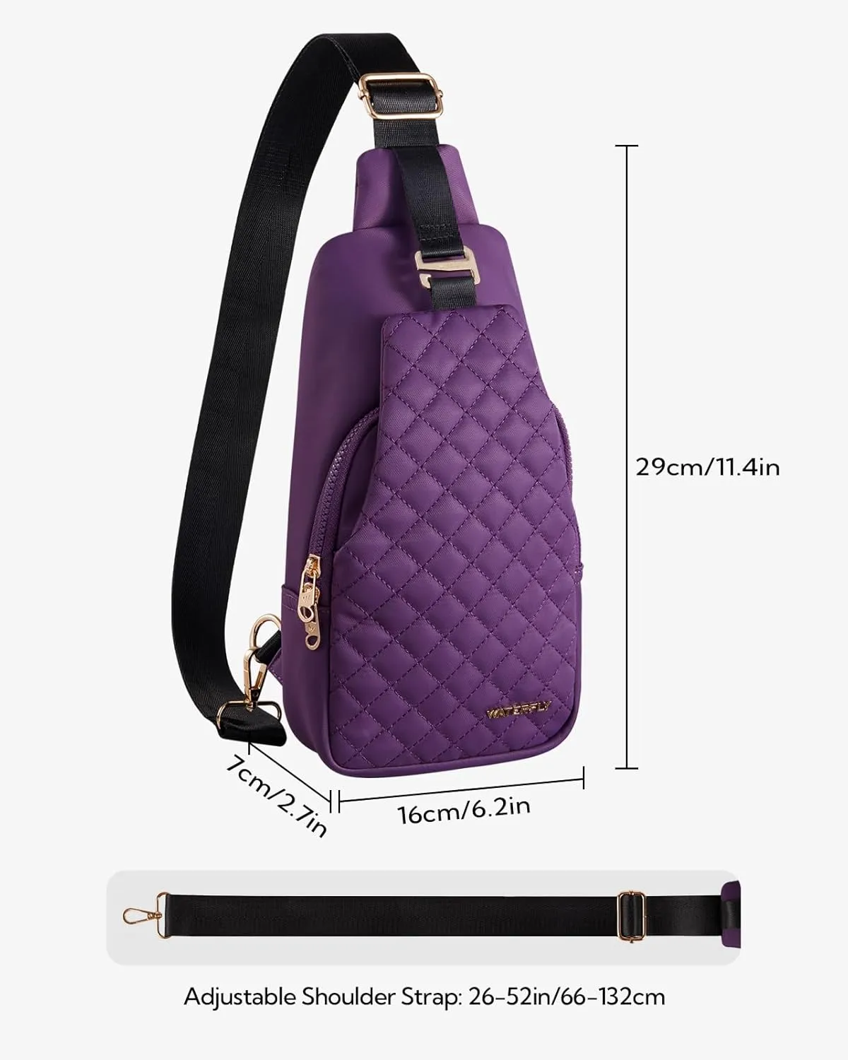 WATERFLY Small Crossbody Sling Backpack: Fashion Chest Crossbody Bag for Women Men Anti Theft Stylish Travel Casual Daypack