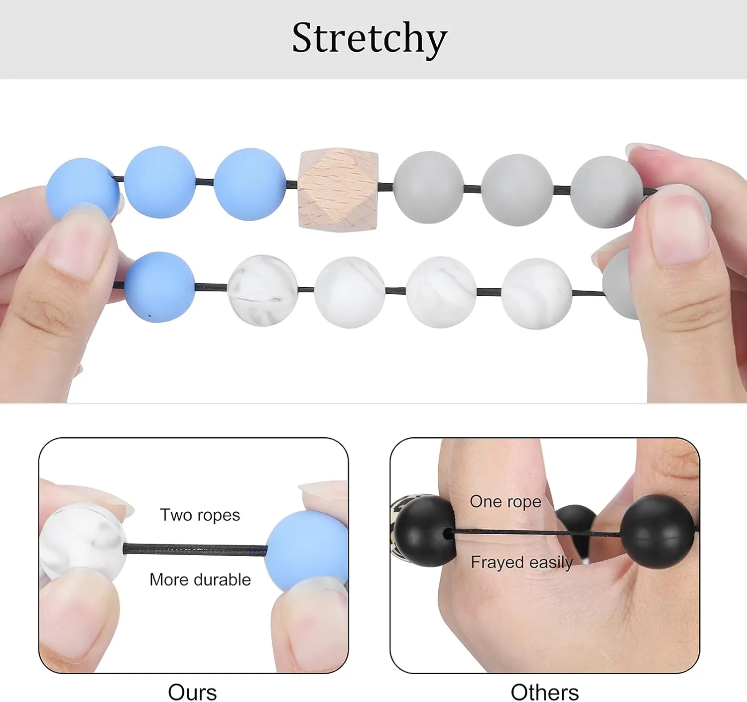 Weixiltc Keychain Wristlet for Women, Silicone Bead Bracelet Key Ring Girl, Key Chain Holder for Car Keys