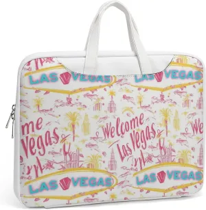 Welcome Las Vegas Leather Bag Laptop Case Slim Water Resistant Computer Bags with Handle Briefcase for Work