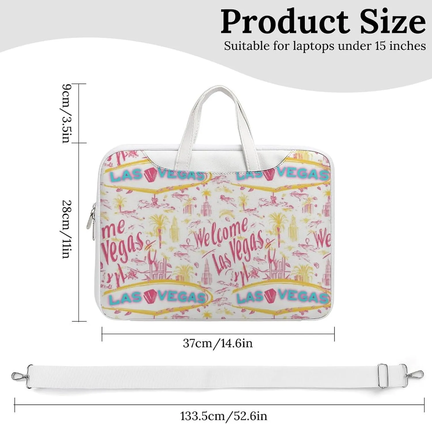 Welcome Las Vegas Leather Bag Laptop Case Slim Water Resistant Computer Bags with Handle Briefcase for Work