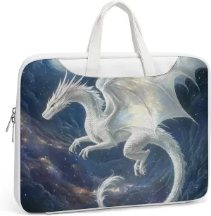 White Dragon Soaring Moon Moonlight Leather Bag Laptop Case Slim Water Resistant Computer Bags with Handle Briefcase for Work