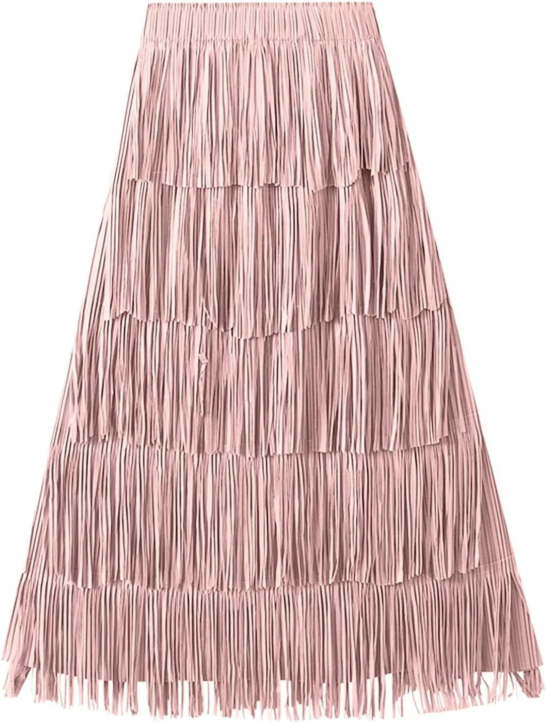 White Flowy Skirt Women Bubble Long Skirt Y2k Flowy Swing a Line Maxi Skirt Cute Ruffle Pleated Midi Skirt Summer