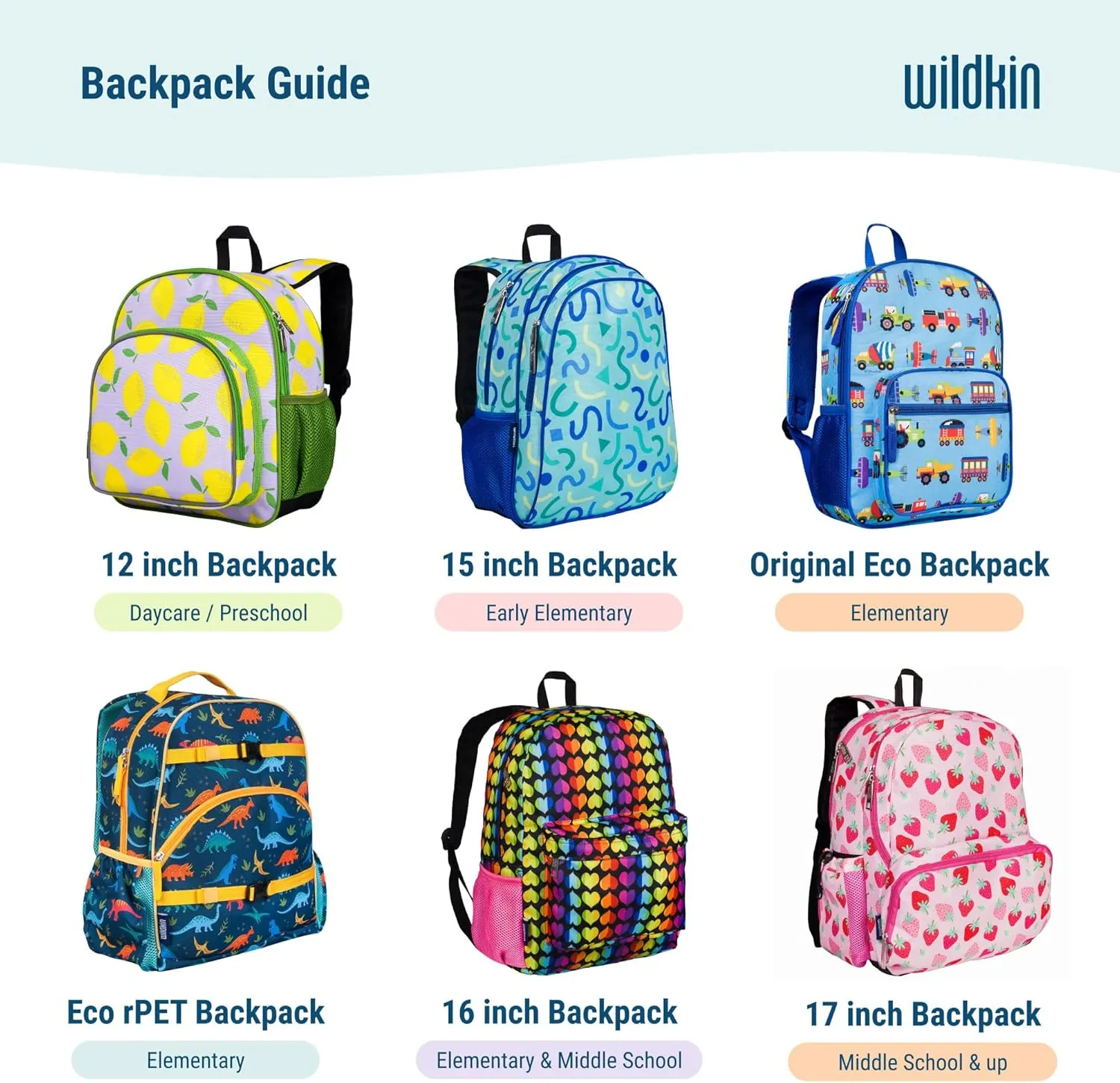 Wildkin 12-inch Kids Backpack  Padded, Adjustable, Ideal for Daycare & Travel - Trains, Planes, and Trucks