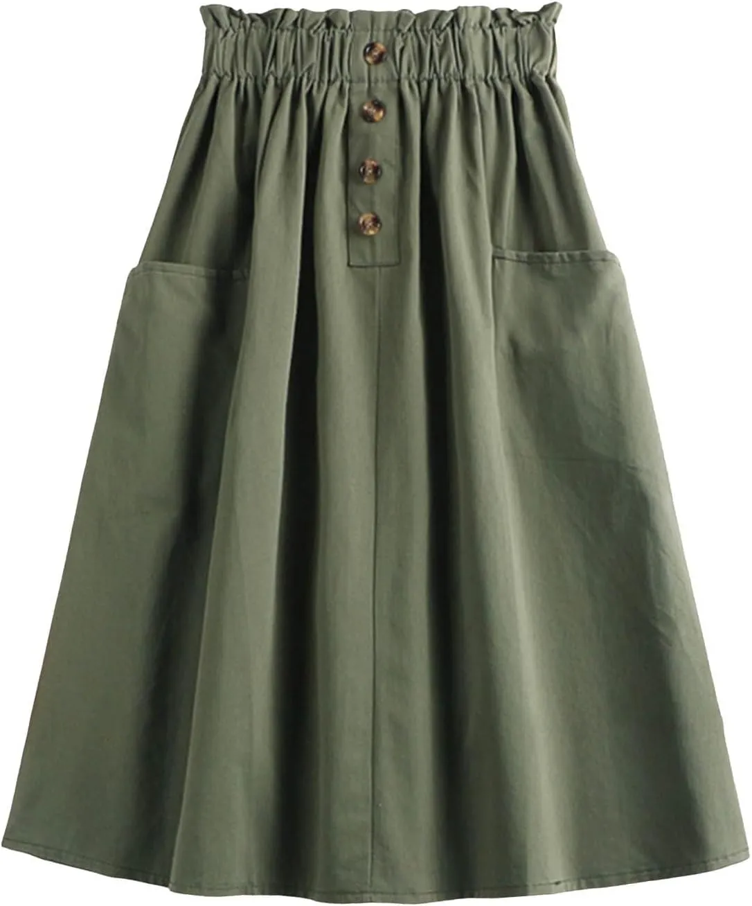Women Midi Skirt Women's Button Down Denim Skirt High Waisted Casual Loose Jean Midi Skirts with Pockets