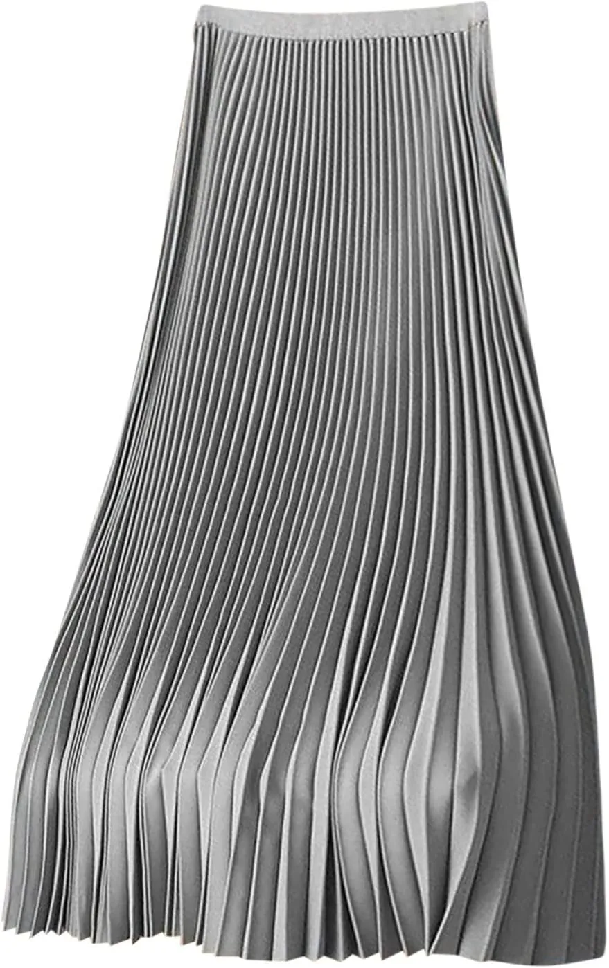 Women Pleated Skirts Plus Size Maxi Skirt High Waisted Midi Skirts Casual Summer Skirt Comfy Long Skirts A Line Skirt