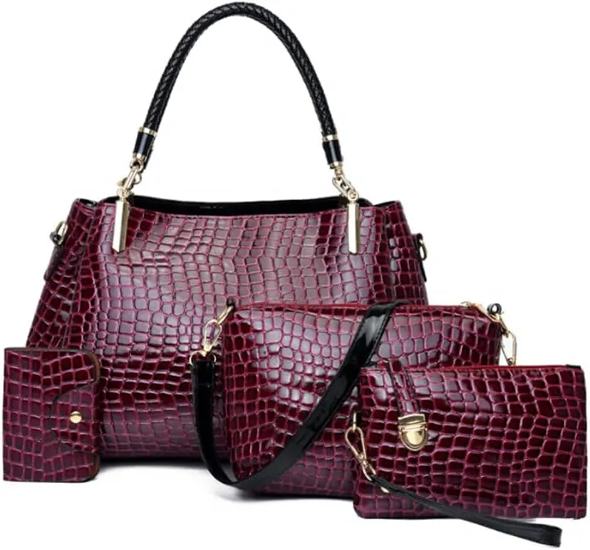 Women Tote Bag Crocodile Pattern Bucket Bag Shoulder Bags Top Handle Bag Purse