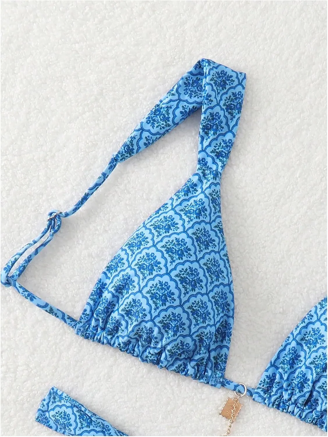 Women's 2 Piece Leopard Floral Bathing Suit Wireless Triangle Swimsuit High Waisted Bikini Sets