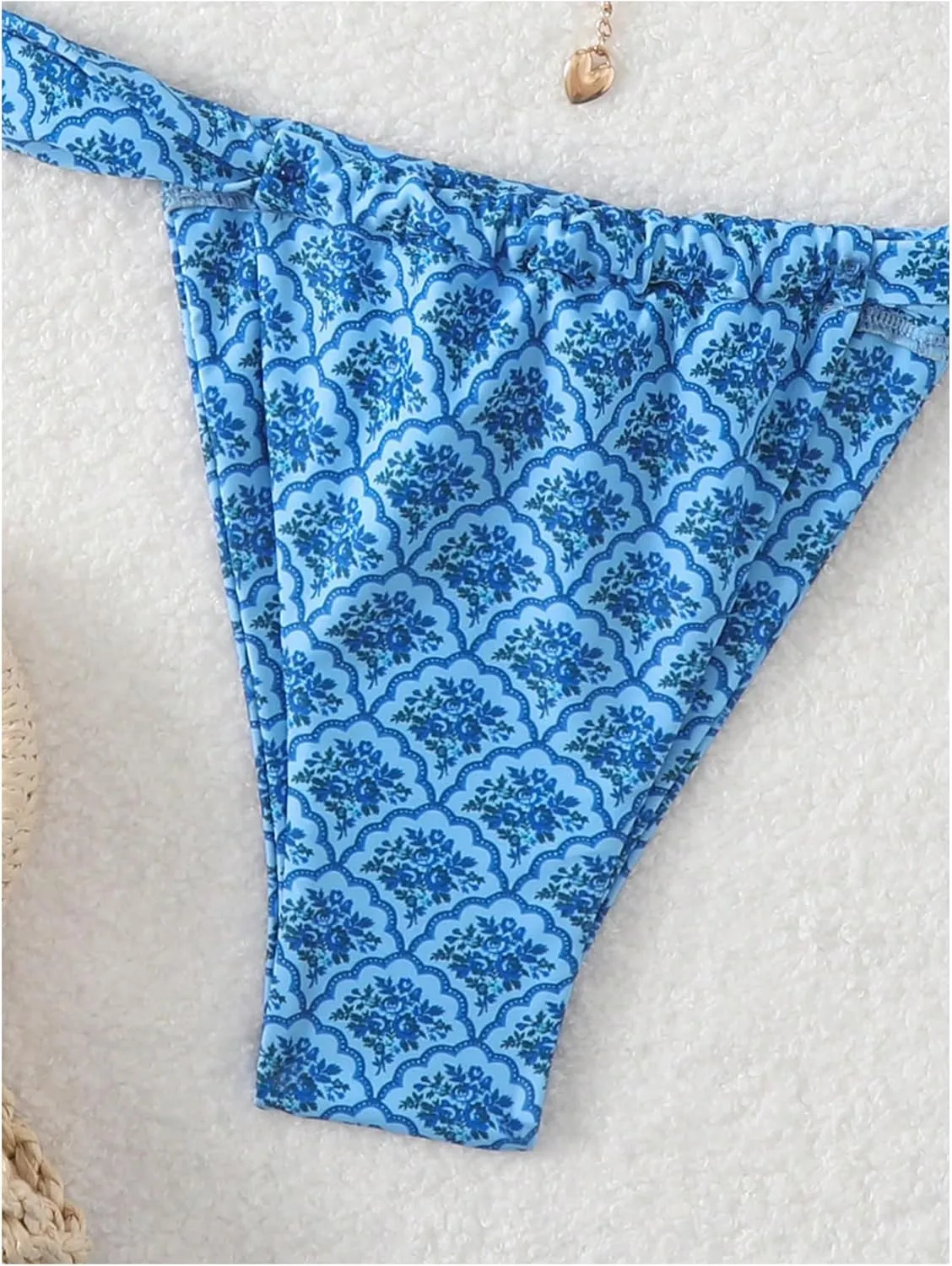 Women's 2 Piece Leopard Floral Bathing Suit Wireless Triangle Swimsuit High Waisted Bikini Sets