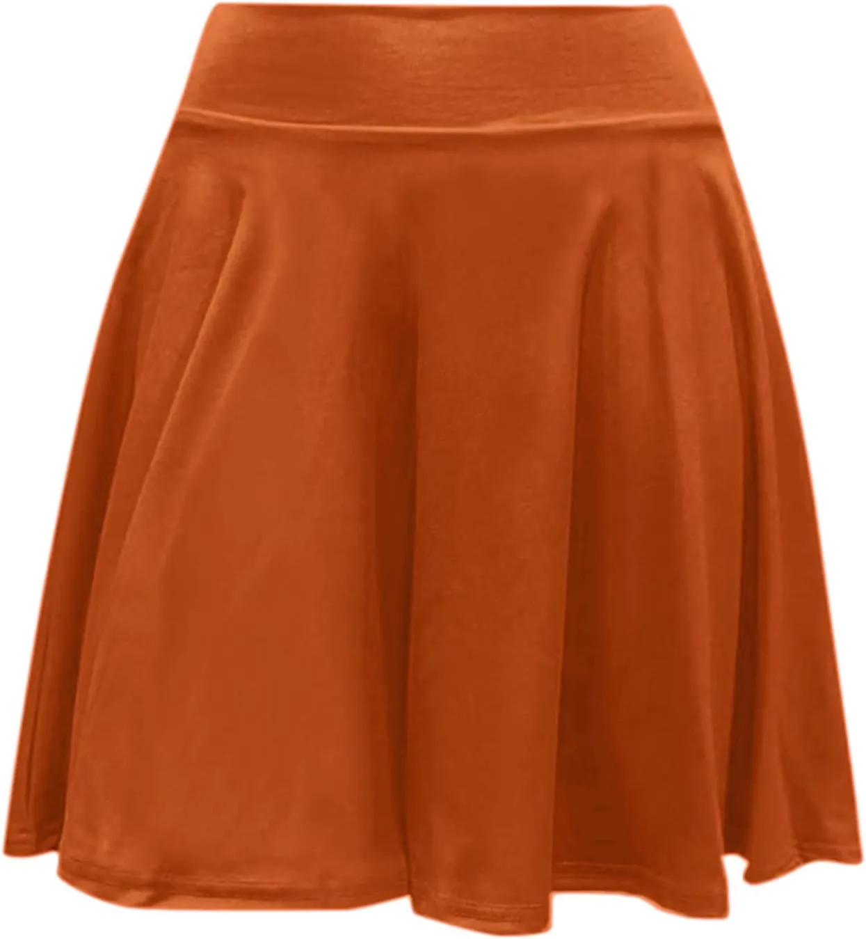 Women's Basic Mini Skirt Elastic High Waisted Casual Stretchy Pleated Skirts with Shorts A-Line Swing Short Dress