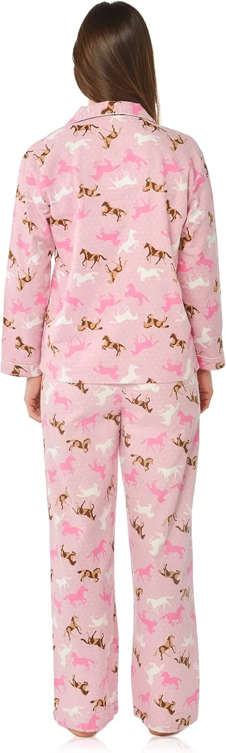Women's Cotton Flannel Long Sleeve Pajama Set, PJs Sleepwear