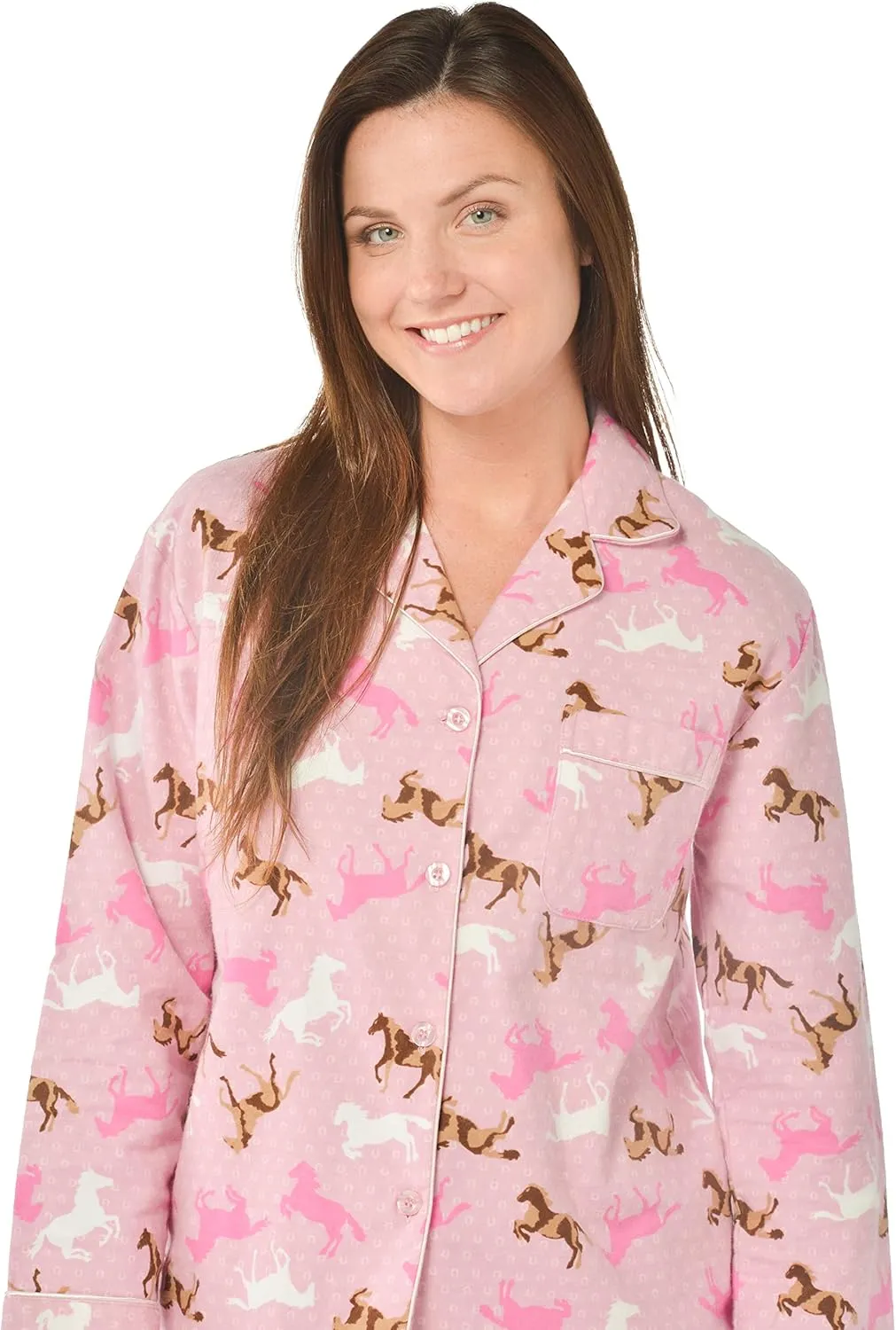 Women's Cotton Flannel Long Sleeve Pajama Set, PJs Sleepwear