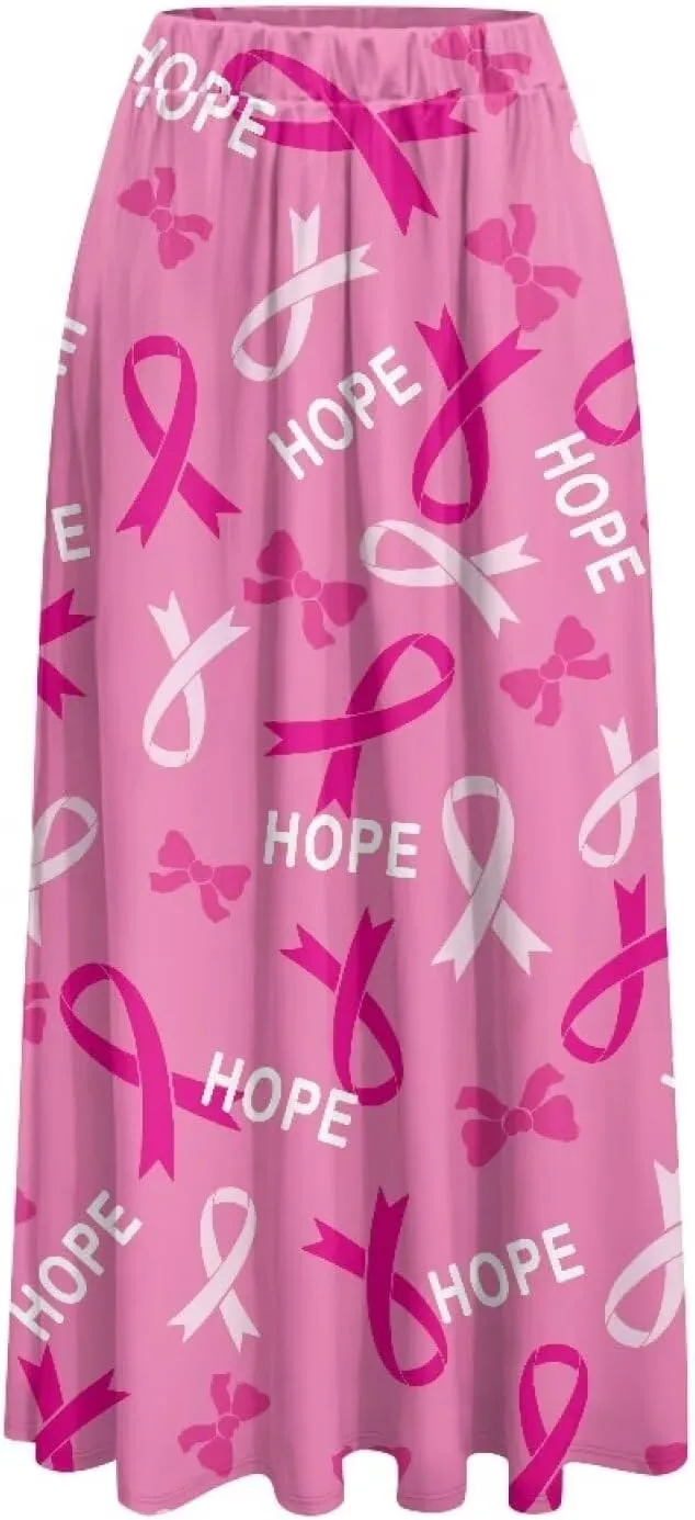 Women's High Waist A-Line Skirt Polyester Maxi Skirt with Pockets for Walking Vacation Travel