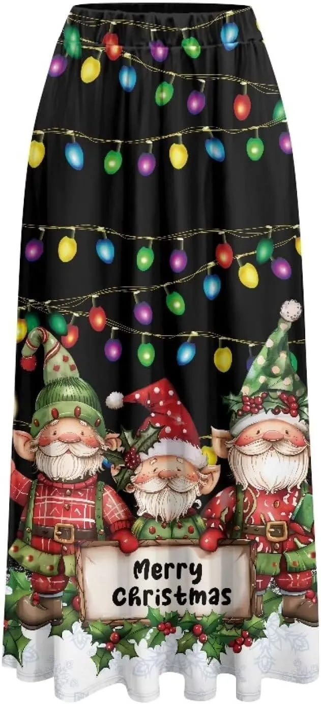 Women's High Waist A-Line Skirt Polyester Maxi Skirt with Pockets for Walking Vacation Travel