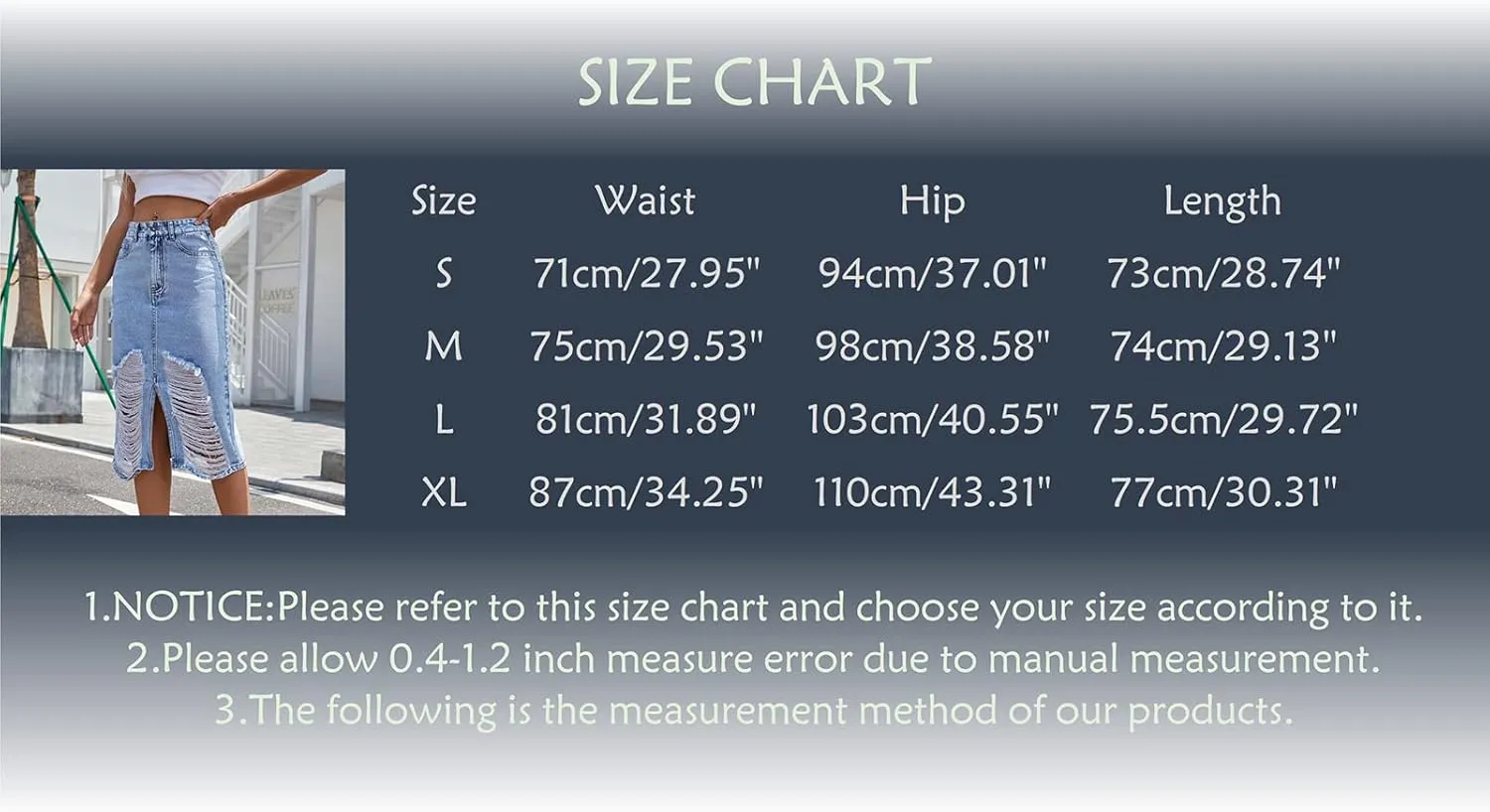 Women's High Waisted Denim Skirts Casual Ripped Slim Skirt Trendy Midi Skirt A Line Summer Jean Skirt with