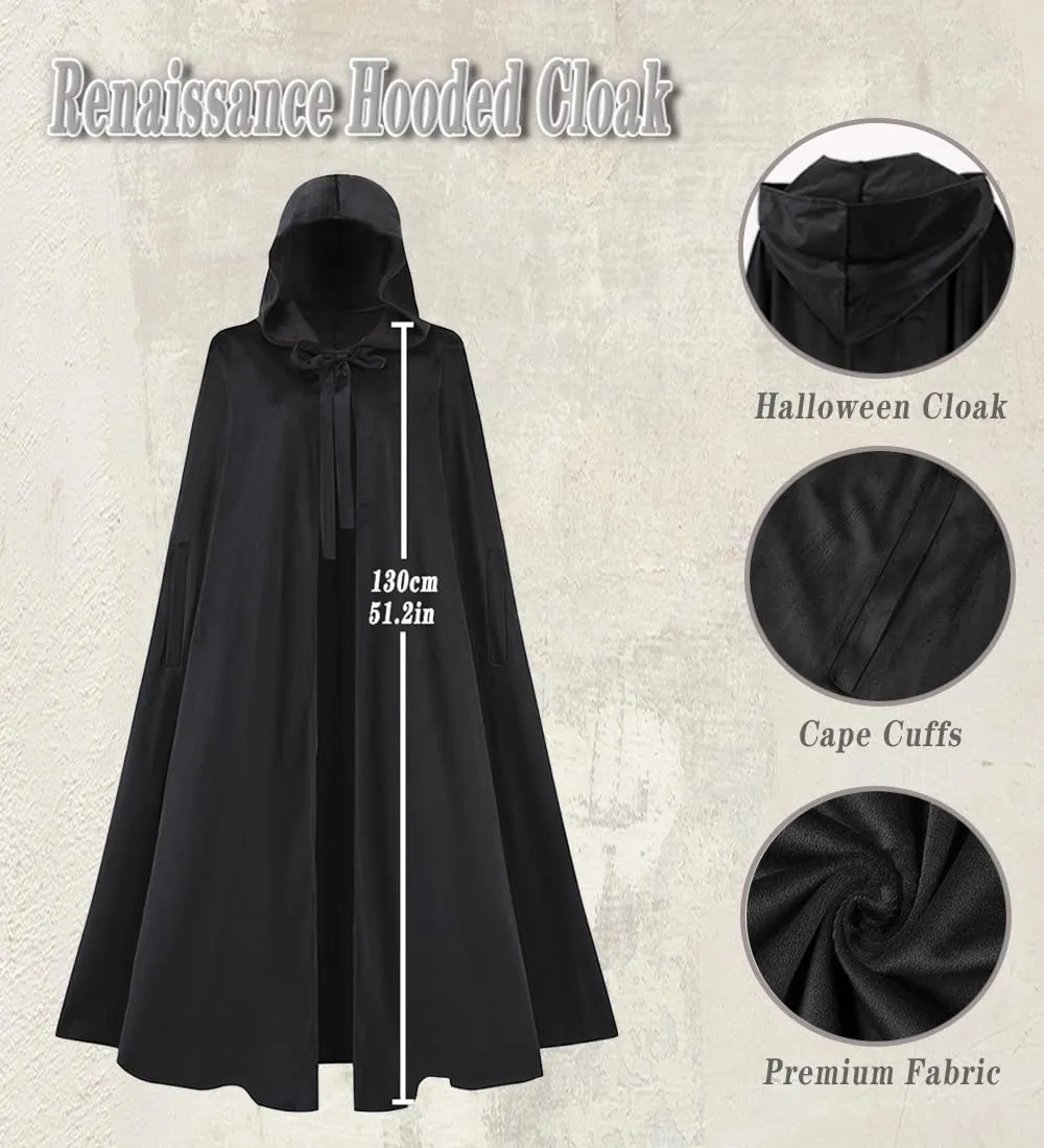 Womens Renaissance Hooded Cloak Medieval Capes with Armholes Hobbit Halloween Costume Outfits