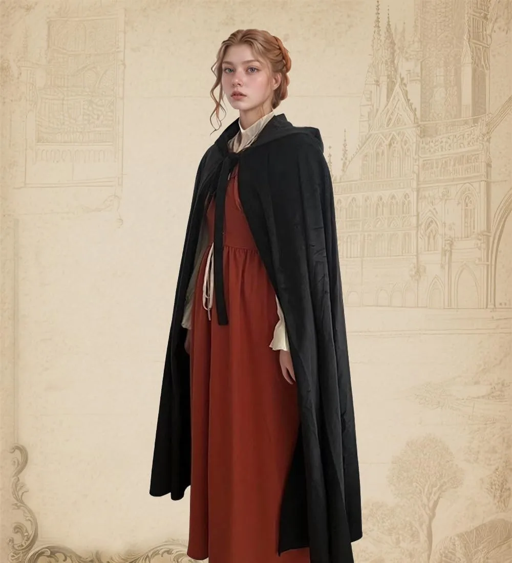 Womens Renaissance Hooded Cloak Medieval Capes with Armholes Hobbit Halloween Costume Outfits