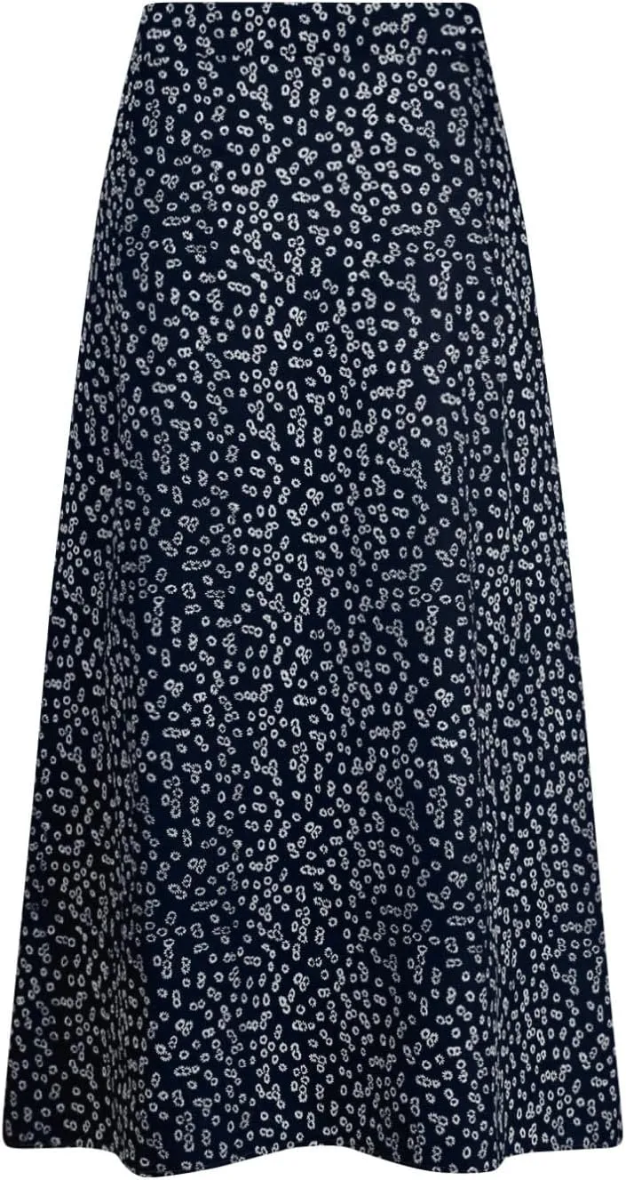Women's Summer Casual Loose Trendy Elastic High Waist Floral Print Bohemian Split Sun Beach Midi Skirts 2025, S-3XL