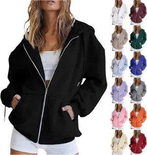 Womens Zip Up Hoodies 2025 Fall Winter Fashion Long Sleeve Hooded Sweatshirts Long Sleeve Casual Lightweight Y2k Jacket