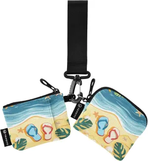 xigua Beach Slippers Mini Zip Around Wristlet Wallets,Portable Women Dual Pounch Wristlet Detachable Coin Purse Pouch for Travel Sports Outdoors65