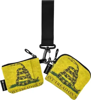 Yellow Snake Don't Tread on Me Flag Women's Coin Purses Card Cases Cute Fashion Wristlet Wallet Key Holder with Zipper Pocket for Men 2 Packs