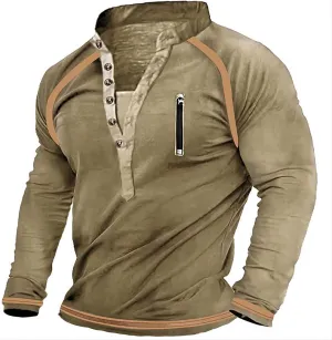 ZYXTIM Men Tactical Shirts Long Sleeve Henley Shirts Lightweight Quick Dry Workout Hunting Sweatshirts Casual Pullover Hoodie